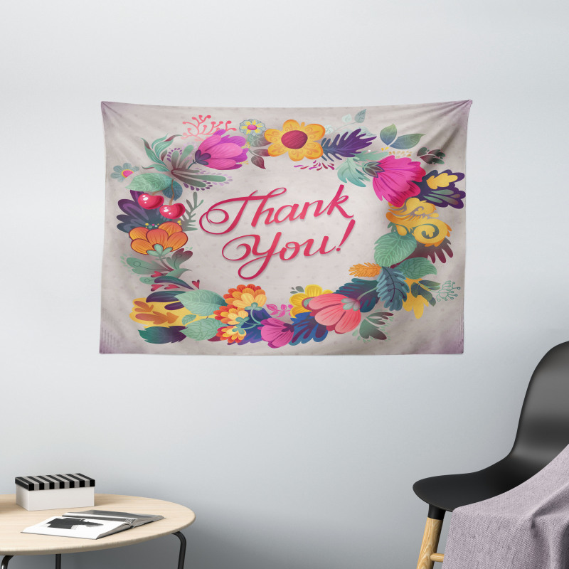 Thank You Words Ceramic Wide Tapestry