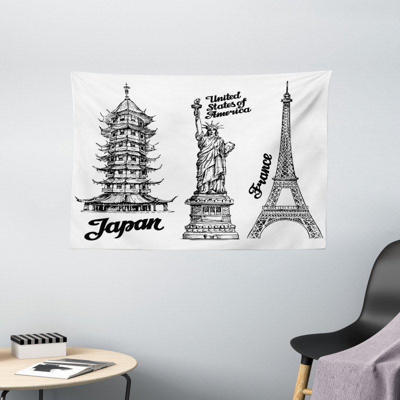 Japan Paris Building Wide Tapestry