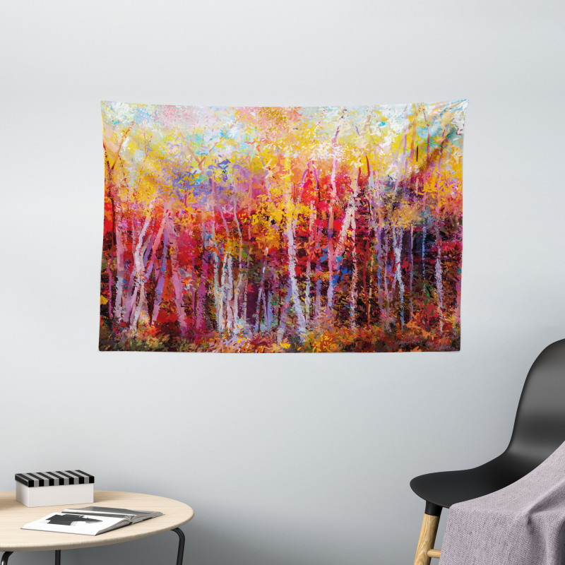 Autumn Forest Painting Wide Tapestry