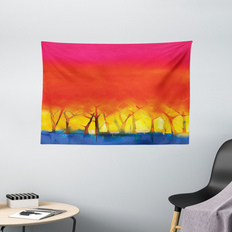 Colorful Abstract Tree Wide Tapestry
