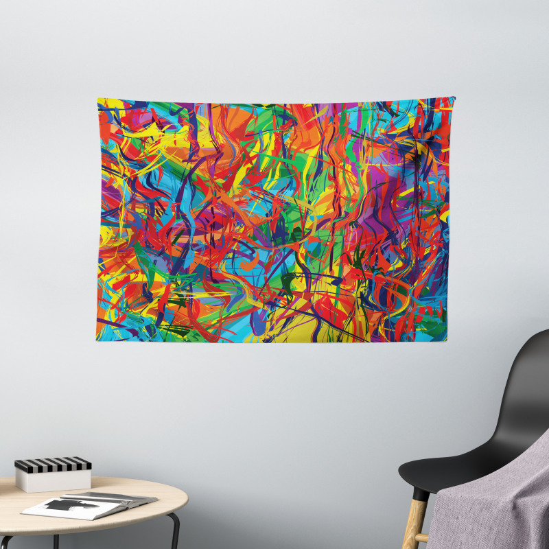 Rainbow Circled Pattern Wide Tapestry