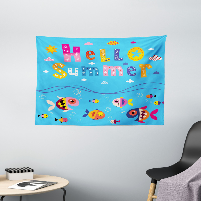 Patchwork Style and Words Wide Tapestry
