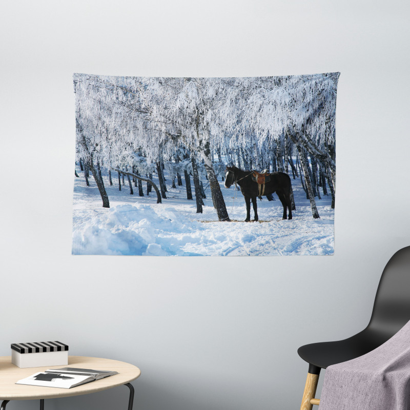 Winter Forest Theme Wide Tapestry