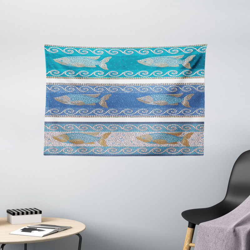 Marine Style Pattern Wide Tapestry