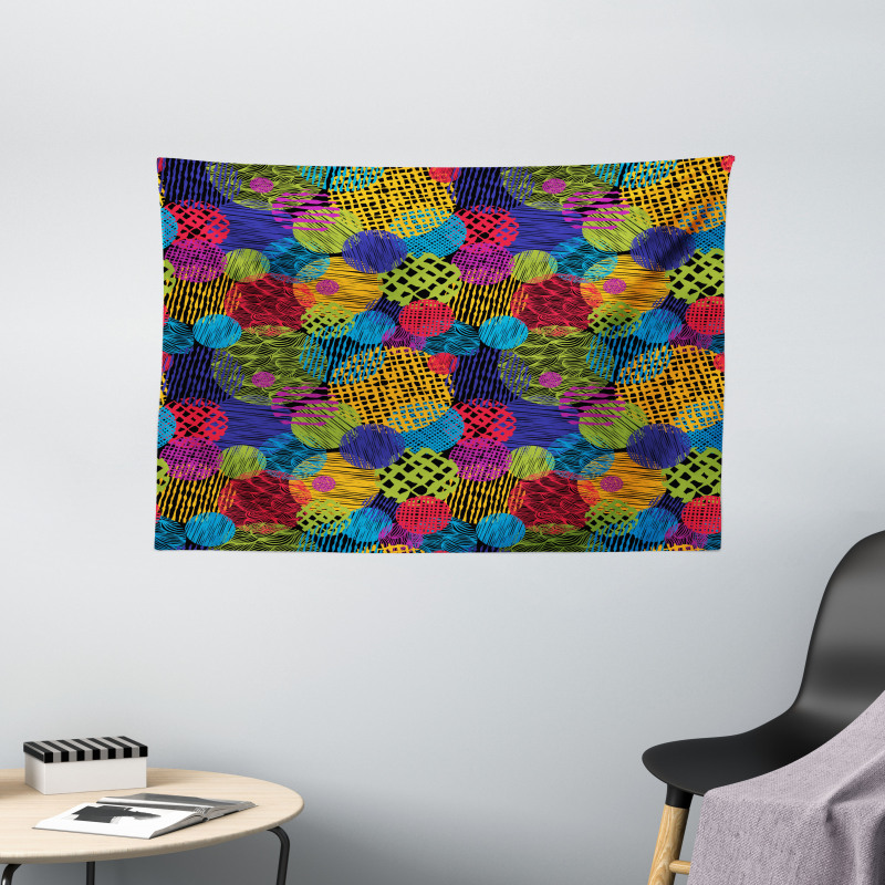 Geometric Sketchy Forms Wide Tapestry