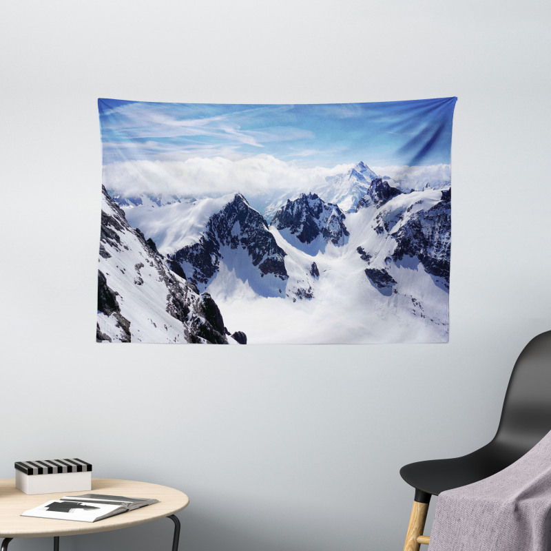 Mountain Peak Scenery Wide Tapestry