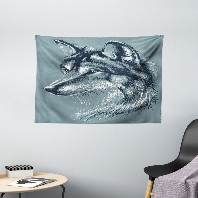 Wild Exotic Wolf Image Wide Tapestry