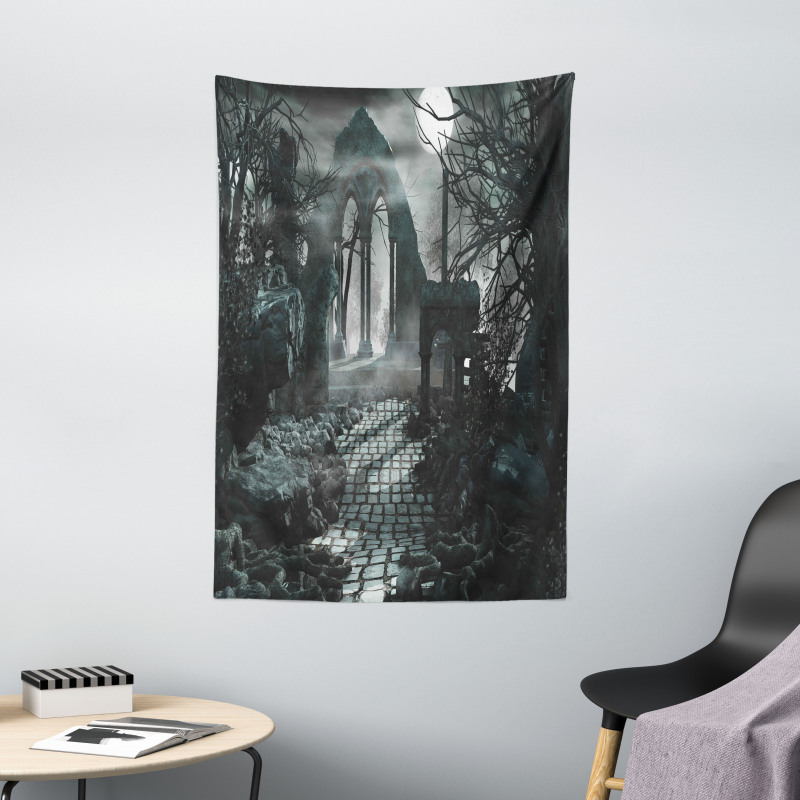 Moon View in Scary Dark Tapestry