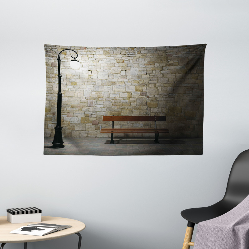 Dark Night Street View Wide Tapestry