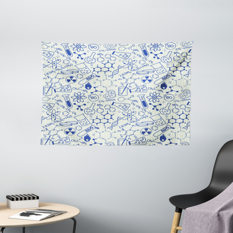 Geometry Chemistry Theme Wide Tapestry