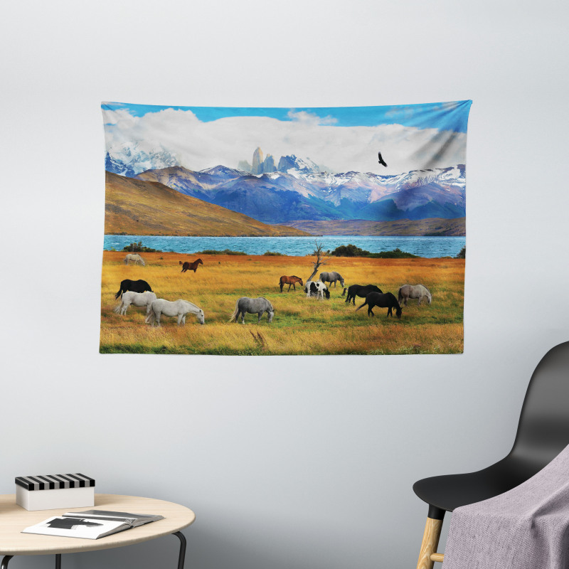 Farm Horse in Mountain Wide Tapestry