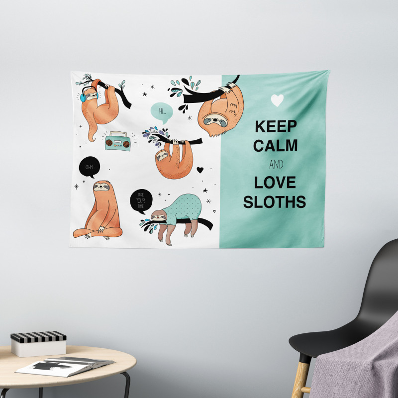 American Sloth Tribe Wide Tapestry