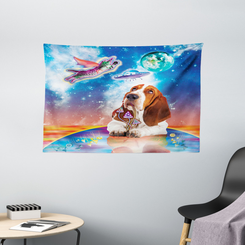 Cosmic Animals UFO Wide Tapestry