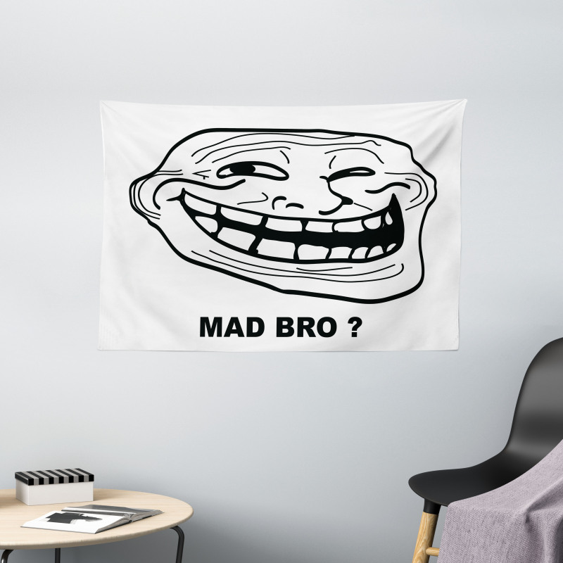 Cartoon Style Troll Guy Wide Tapestry