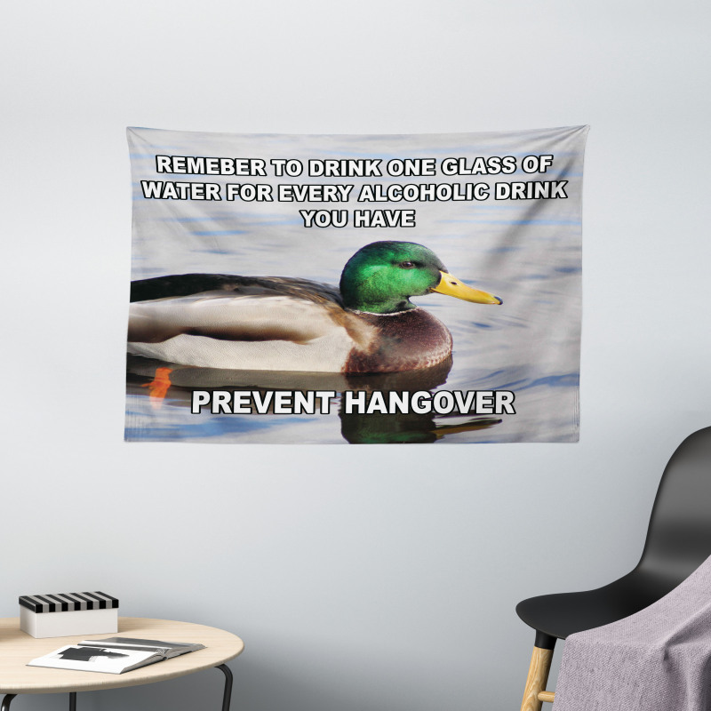 Mallard Duck with Words Wide Tapestry
