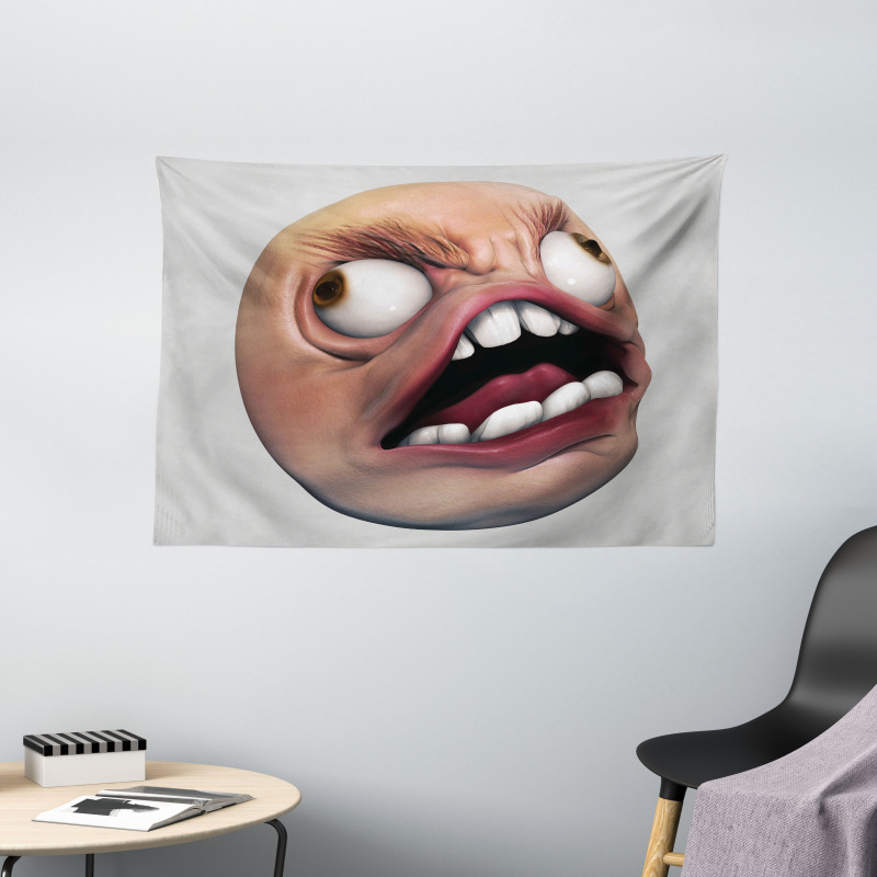Angry Rage Meme Guy Fun Wide Tapestry