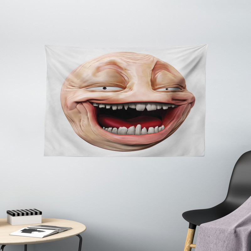 Poker Face Guy Meme Wide Tapestry