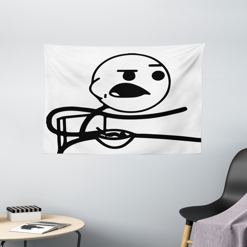 Grumpy Forever Alone Guy Wide Tapestry