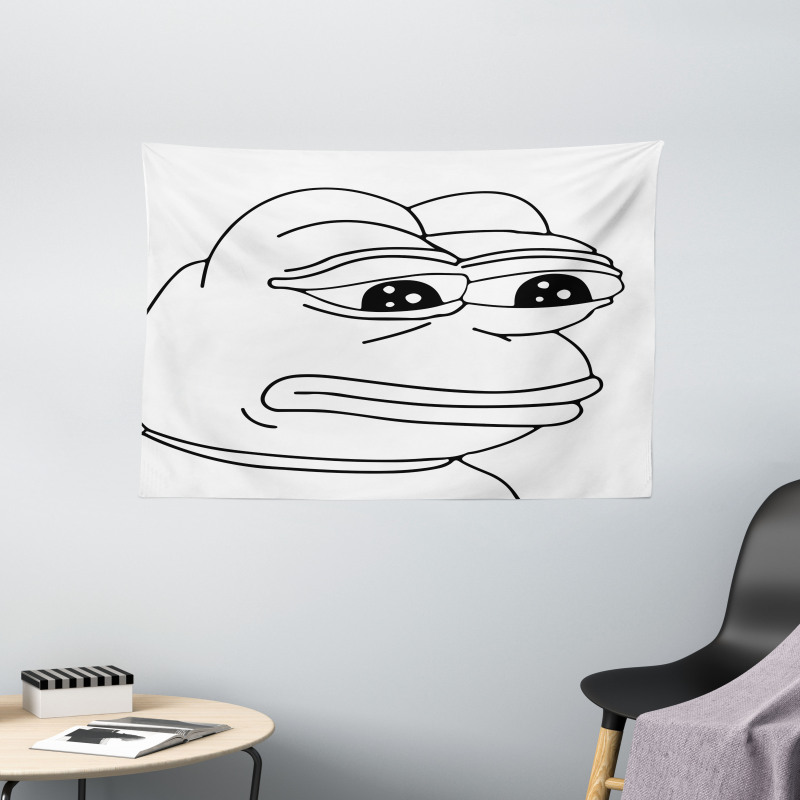 Crying Frog Meme Cartoon Wide Tapestry