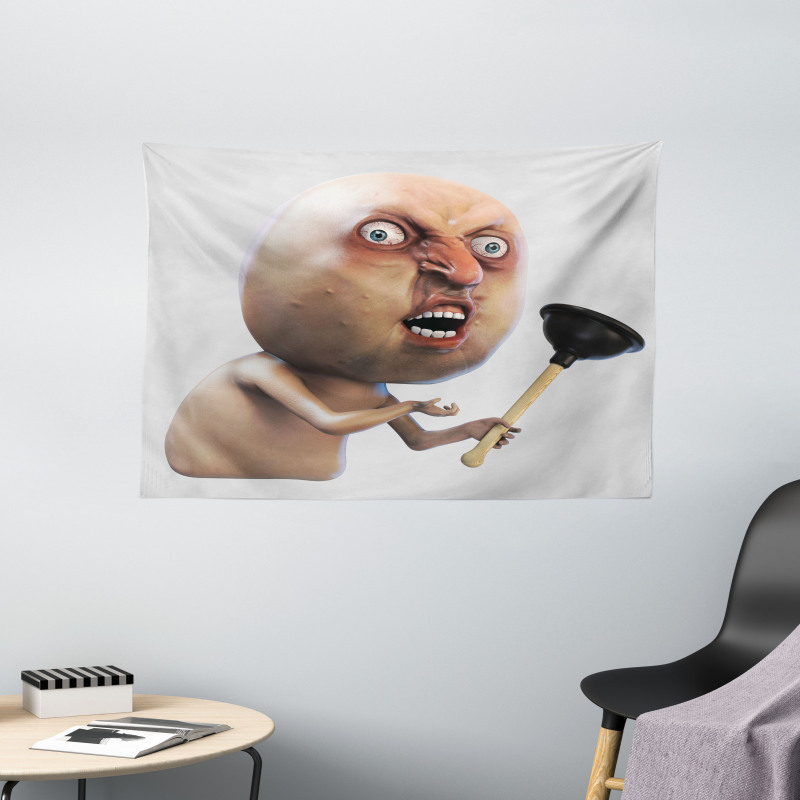 Why You No Plunger Meme Wide Tapestry
