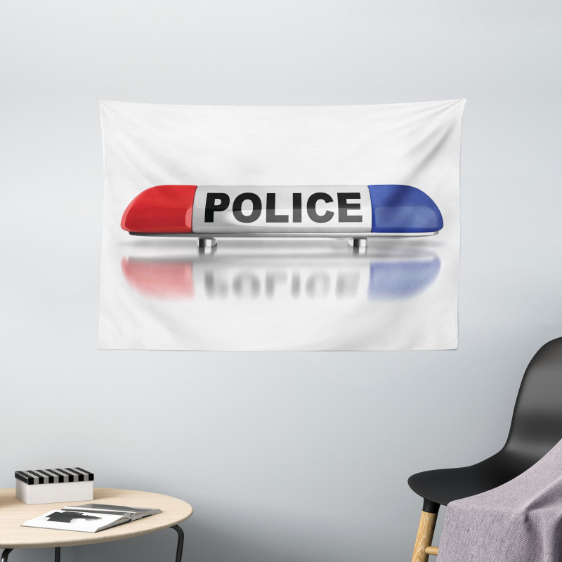 Police Car Sirens Blue Wide Tapestry