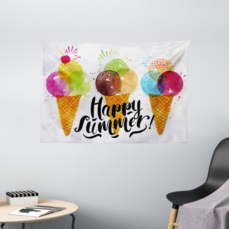 Ice Cream Cones Dessert Wide Tapestry