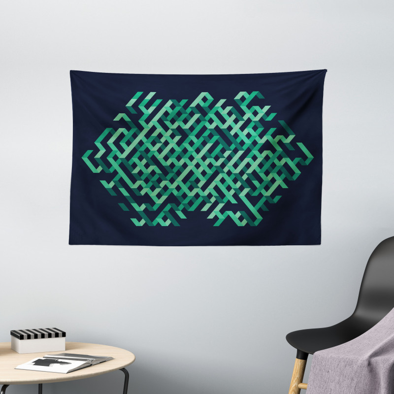Ombre Maze Lines Wide Tapestry