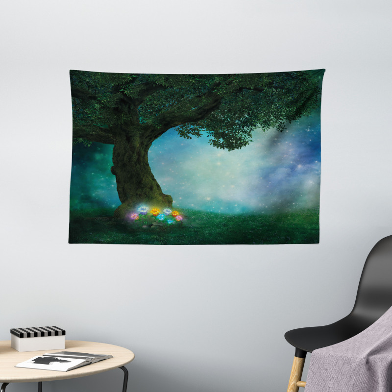 Forest Night Wide Tapestry