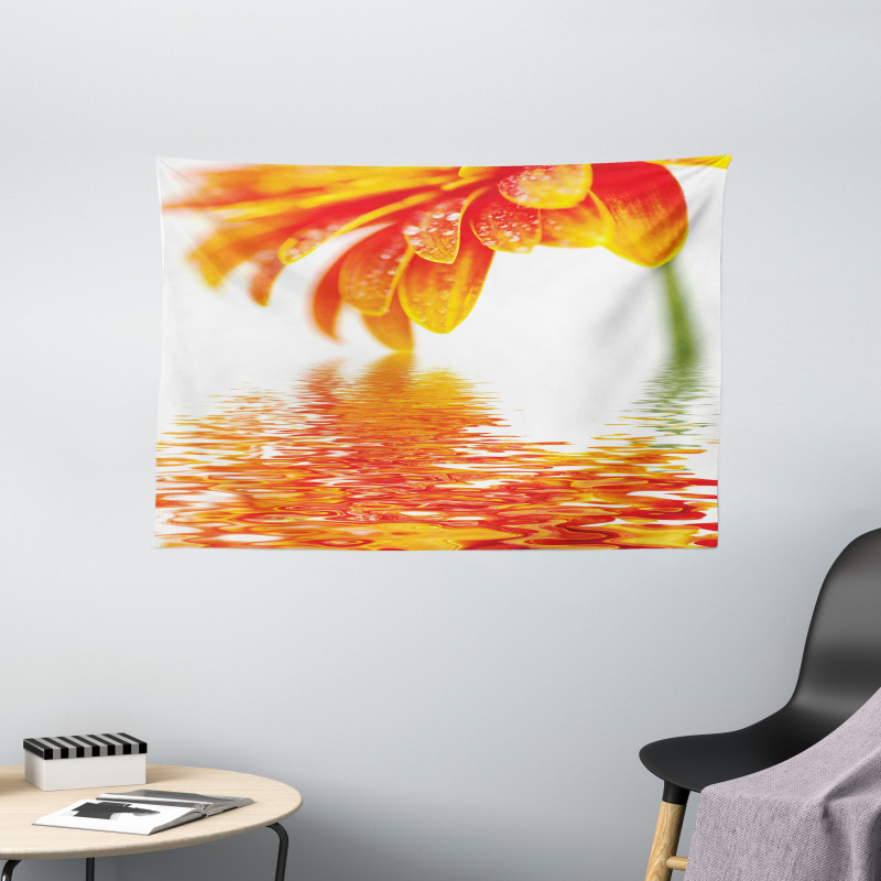 Sun Flower Reflection Wide Tapestry