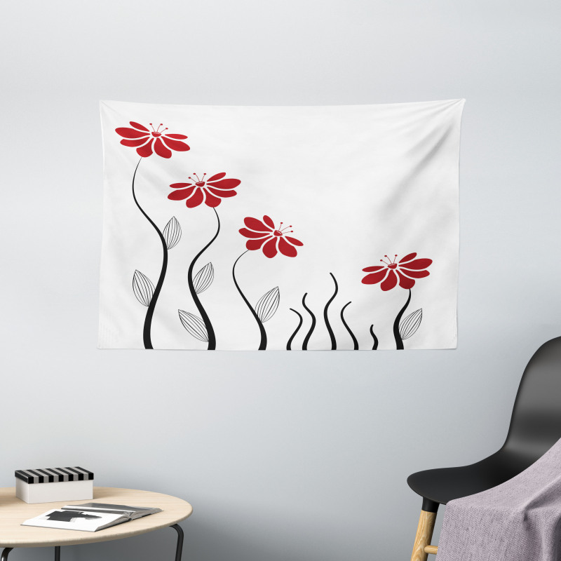 Modern Floral Petals Wide Tapestry