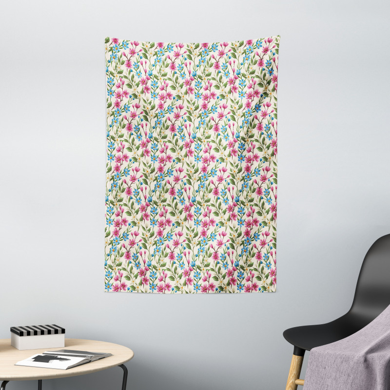 Shabby Plant Leaves Buds Tapestry