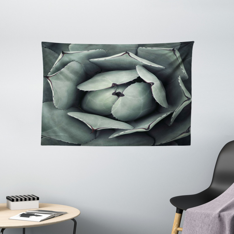 Flourishing Grey Cactus Wide Tapestry