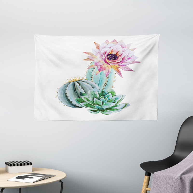 Cactus Flower and Spike Wide Tapestry