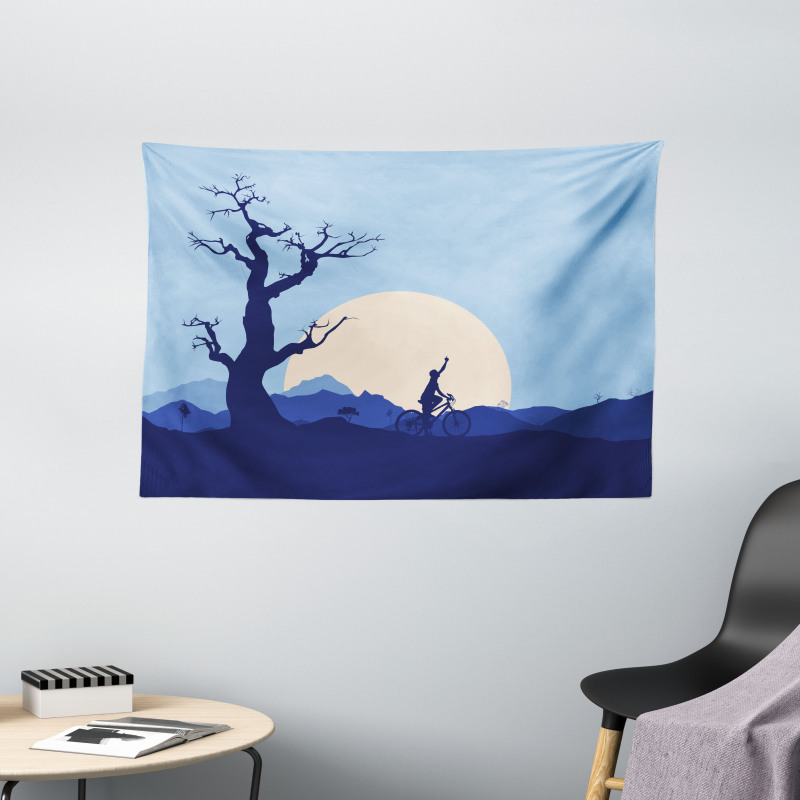 Rising Moon in Forest Wide Tapestry