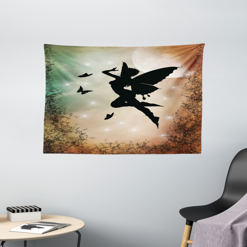 Fairy and Butterfly Wing Wide Tapestry
