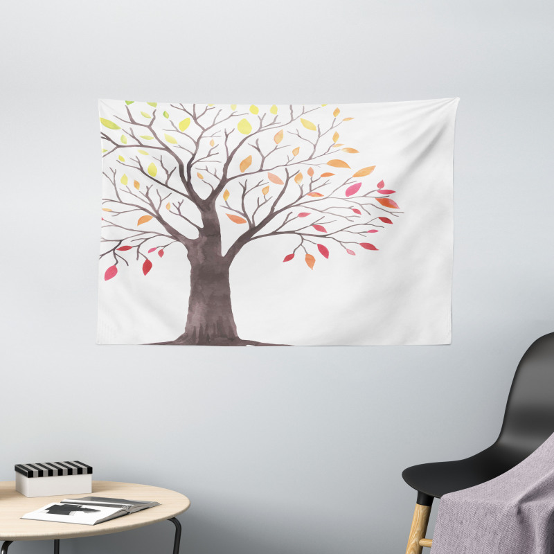 Forest Trees with Leaves Wide Tapestry