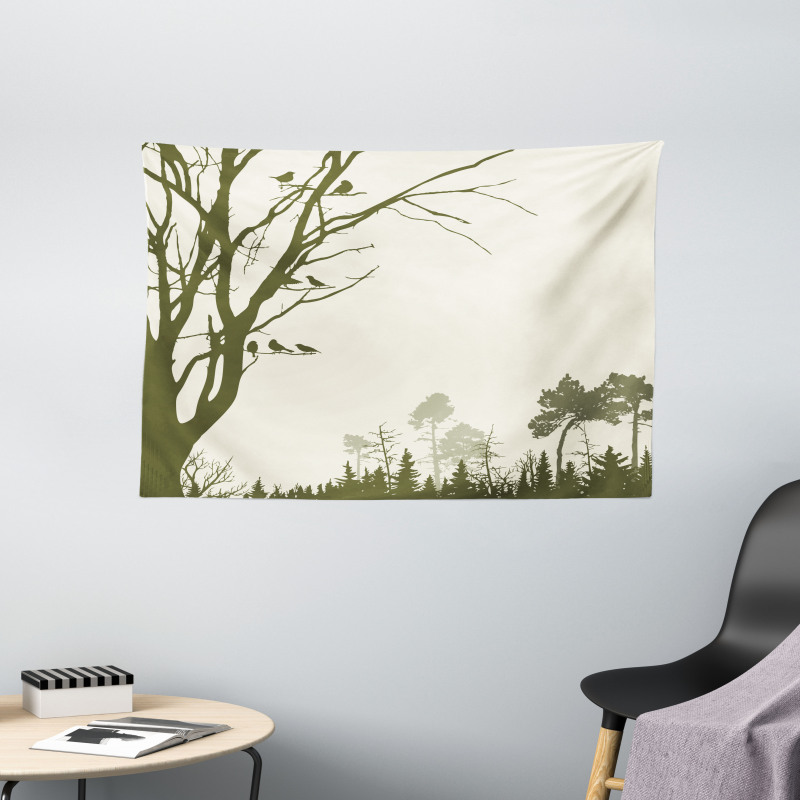 Forest Birds on Tree Wide Tapestry