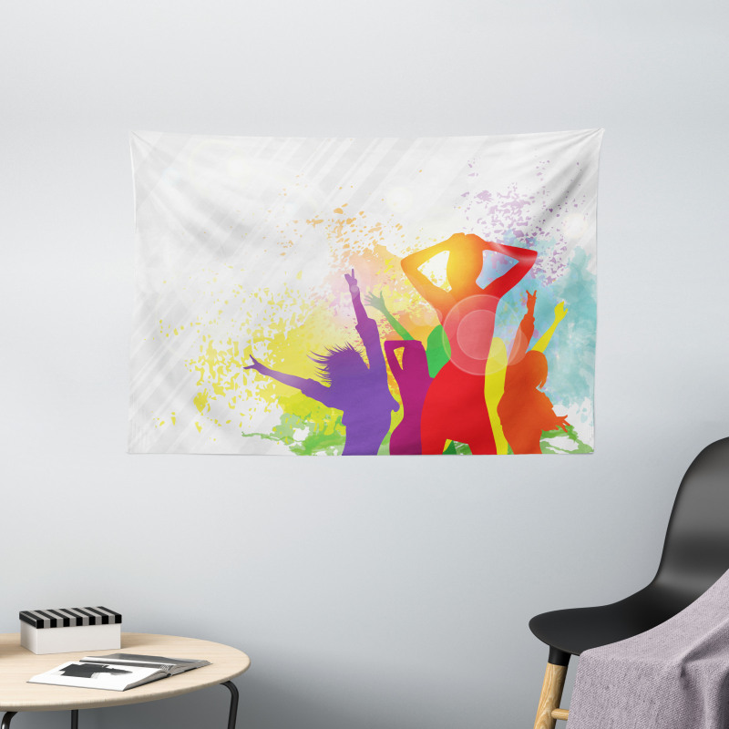 Splashing Dancing Girls Wide Tapestry