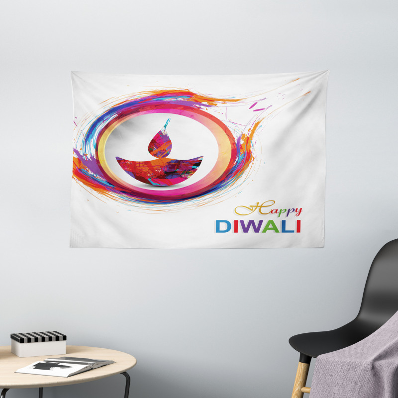 Diwali Candle Wide Tapestry