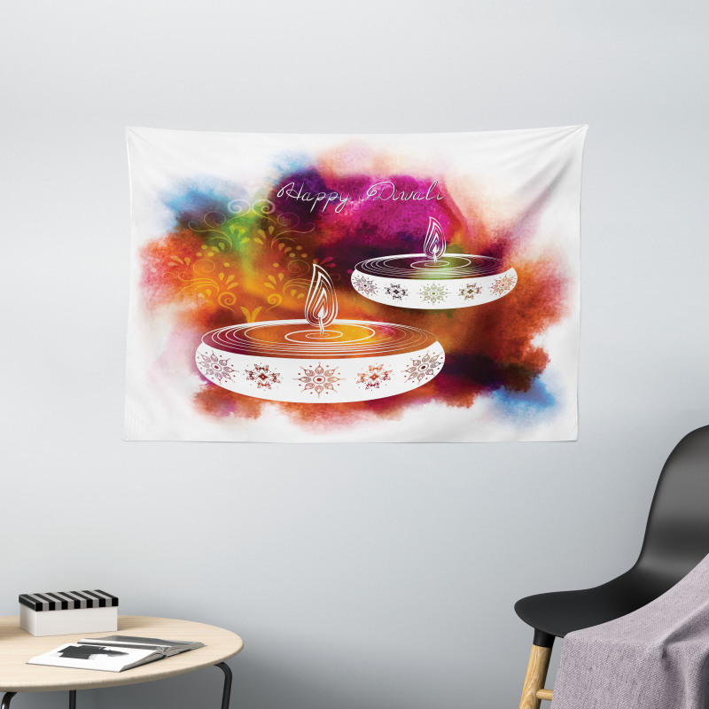 Abstract Rainbow Design Wide Tapestry