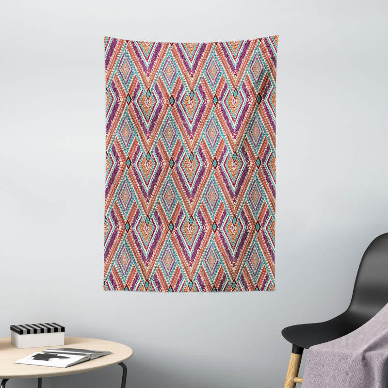 Diagonal Ethno Pattern Tapestry