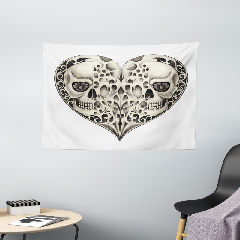 Twin Heart Design Wide Tapestry