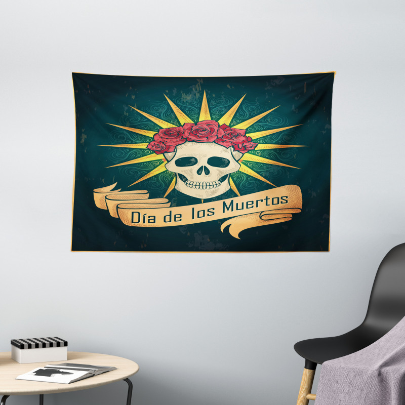 Day of Dead Grunge Wide Tapestry