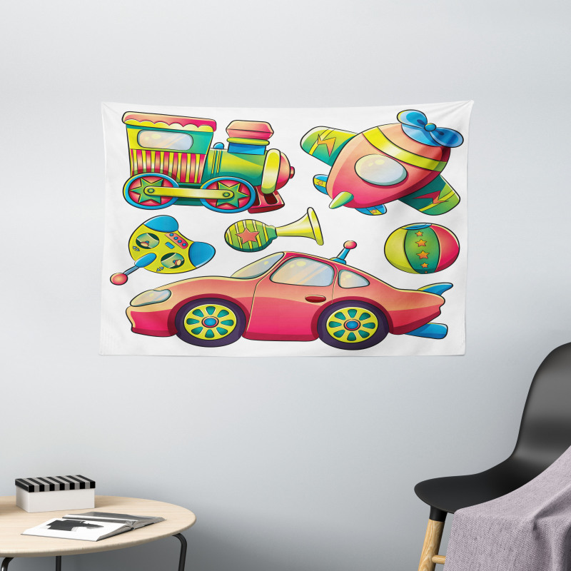 Balls Auto Tire Cartoon Wide Tapestry