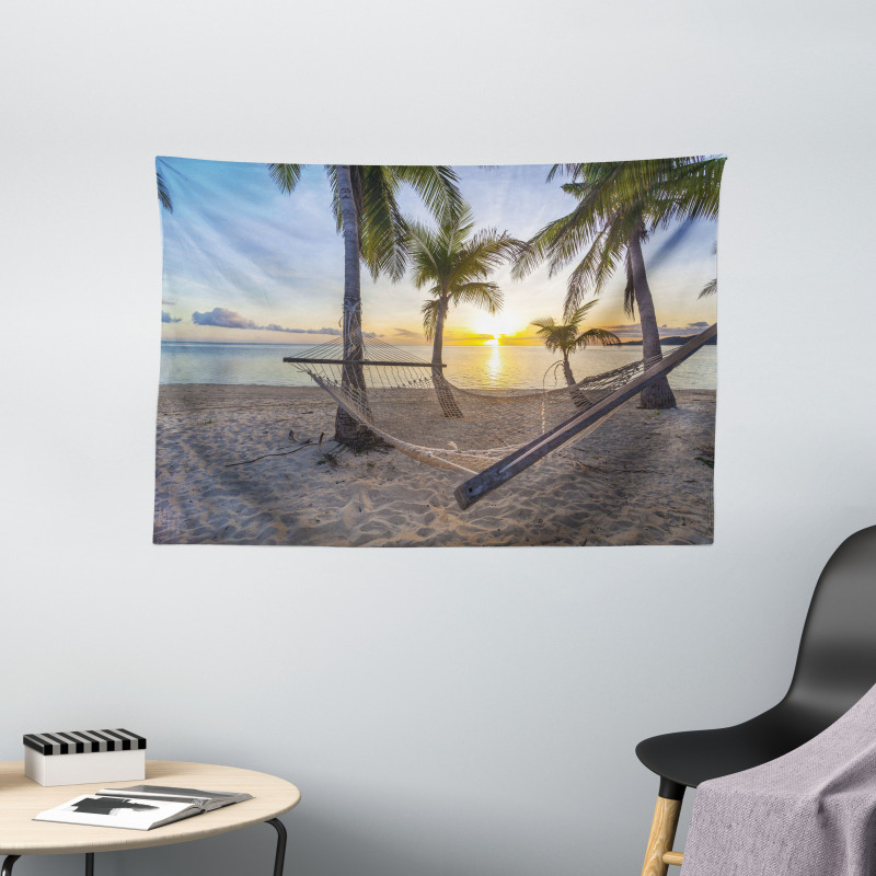 Paradise Beach Palms Wide Tapestry