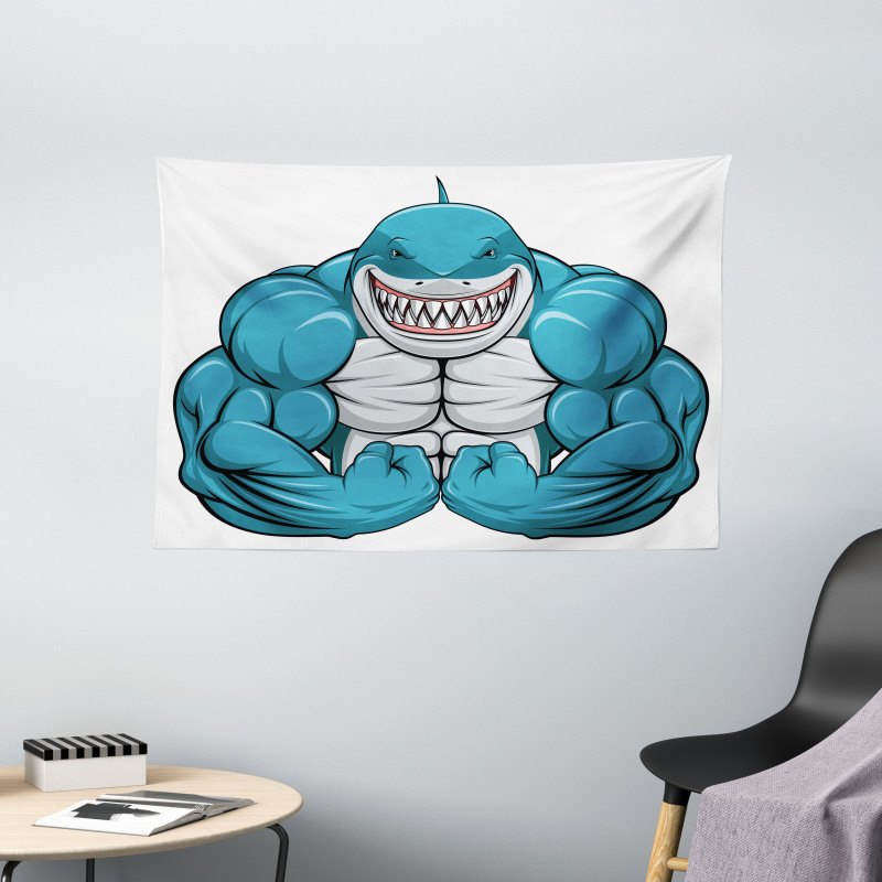 Toothy White Shark Smiling Wide Tapestry