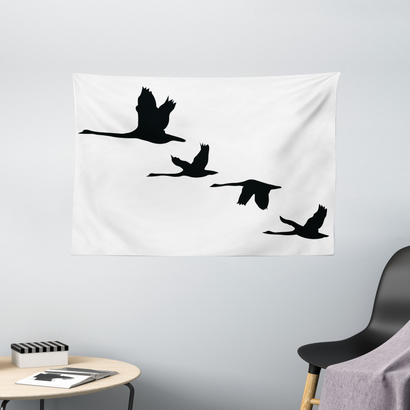 Group of Flying Birds Wide Tapestry