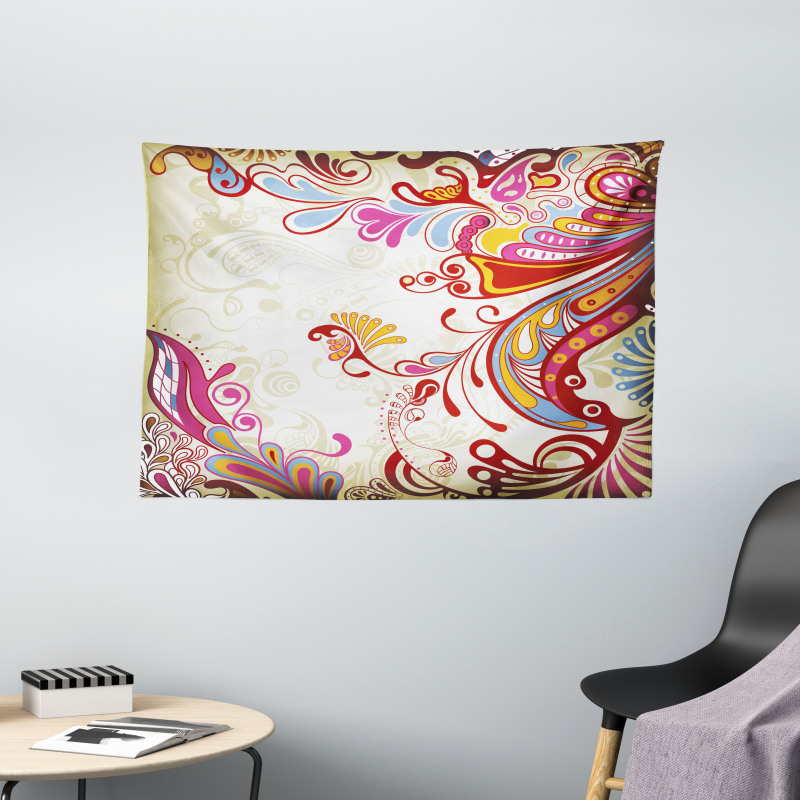 Flower Bouquet Paisley Wide Tapestry