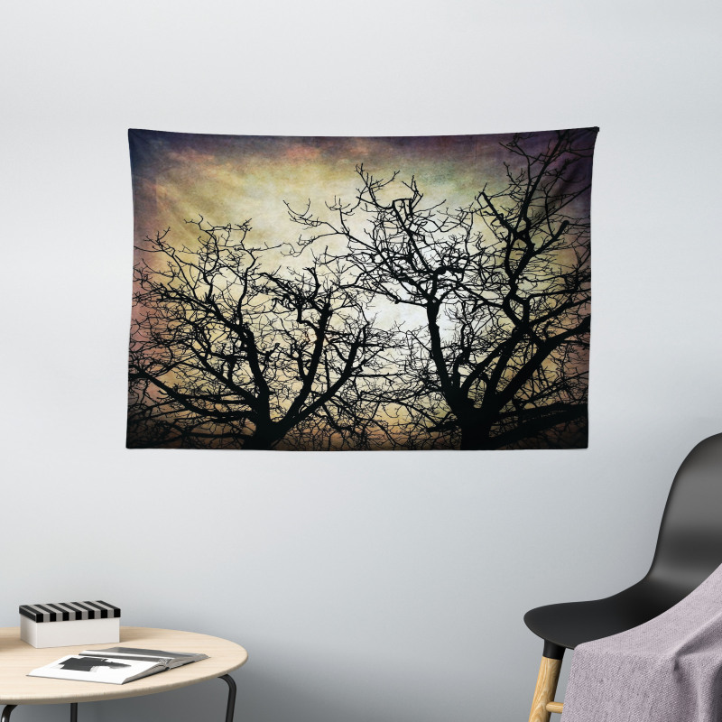 Grunge Branches Twilight Wide Tapestry