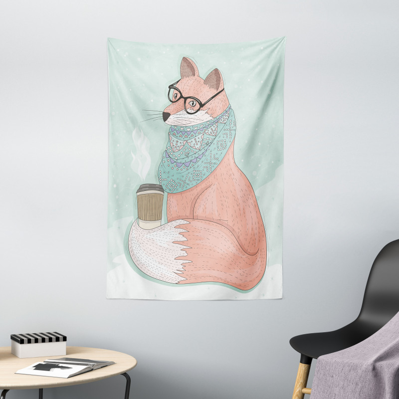 Hipster Fox Glasses Tapestry